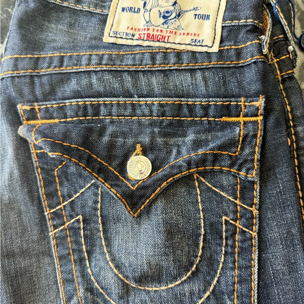 True Religion Men's Straight Jeans - Dark Blue - Picture 2 of 6